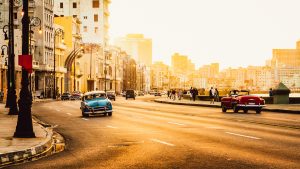 Traffic at Malecon, Havana, Cuba