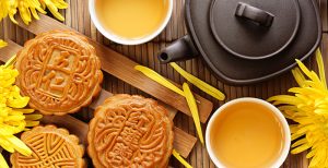 moon cakes and tea