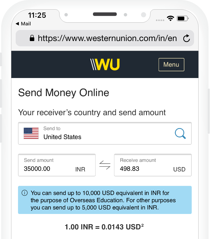 International Money Transfers Western Union India