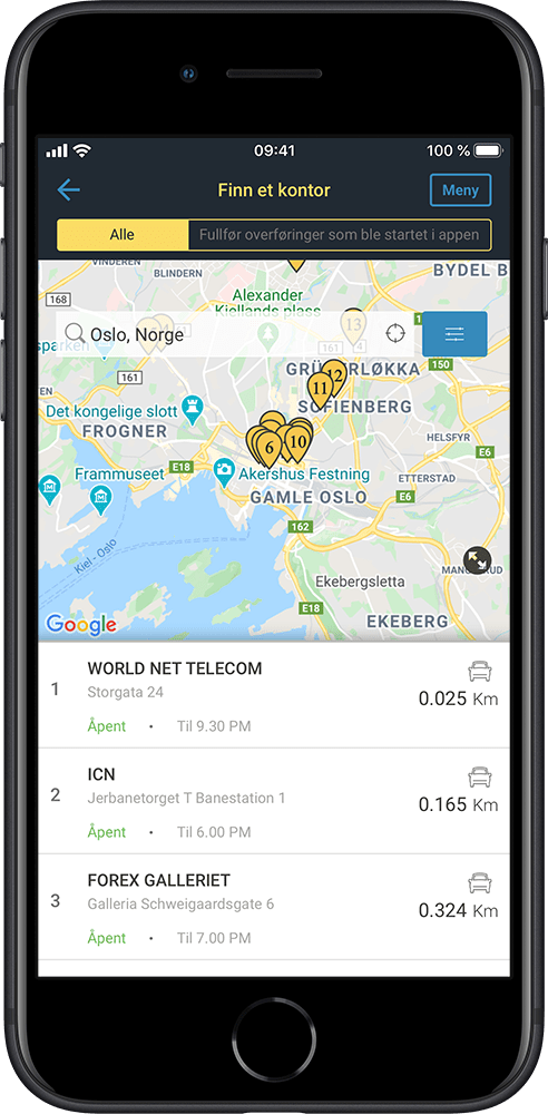 Application screen - find locations