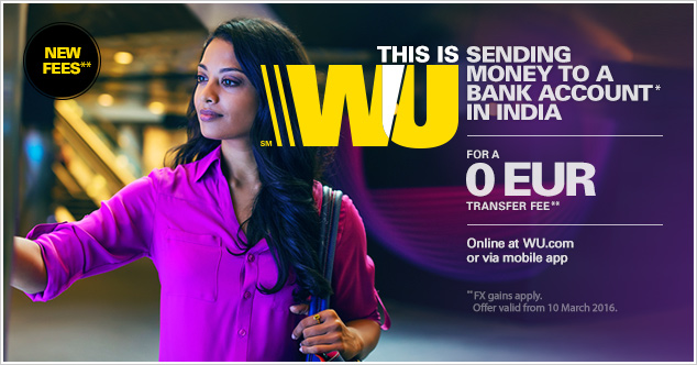 Western Union Transfer Fees Chart India
