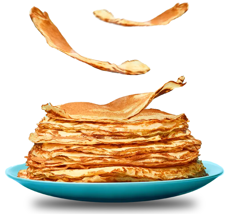 pancakes falling into plate