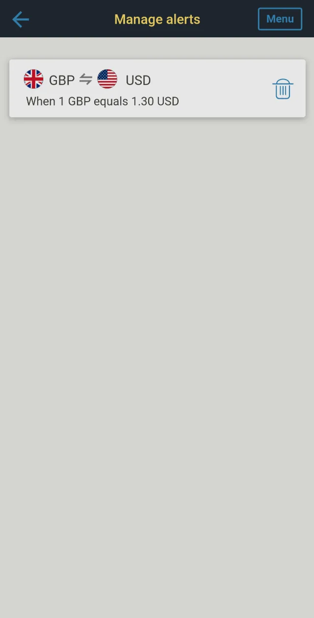 Delete exchange rate alert