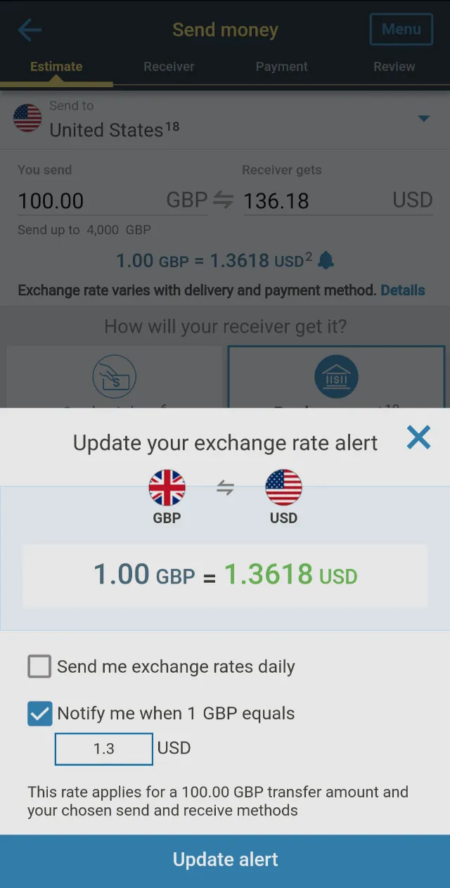 Changing FX currency rate alert