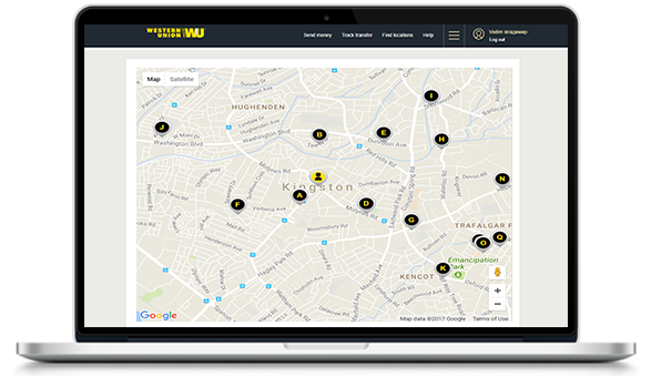 Find the nearest Western Union agent location in Jamaica