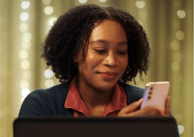 Woman checking her cell phone